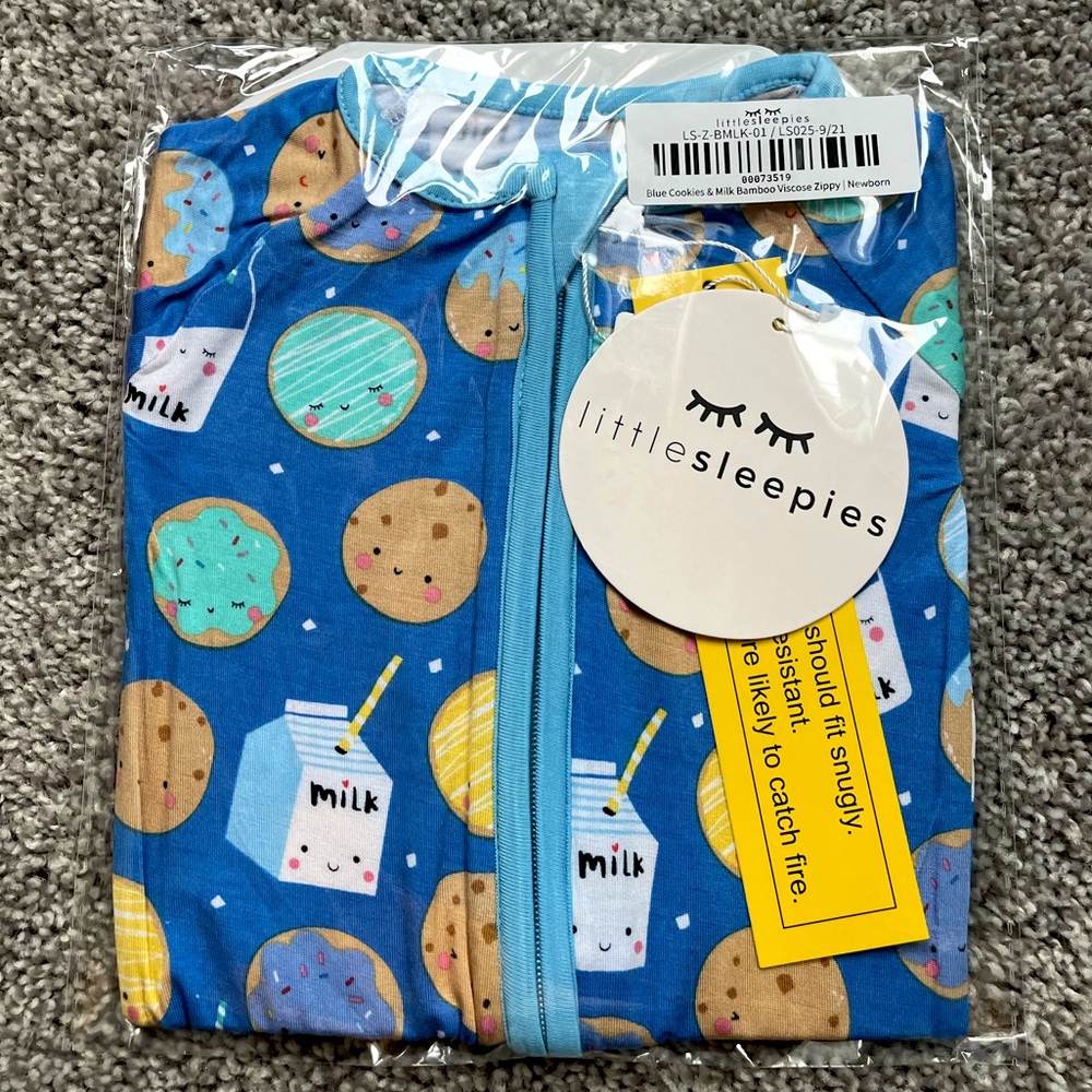 Little Sleepies Blue Cookies & Milk zippy
